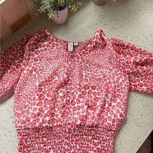 Joie Strawberries Patterned Blouse XS
